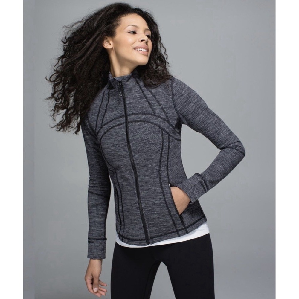 Lululemon Define Jacket Size 8 Space Dye Black Gray Full Zip Running Excellent